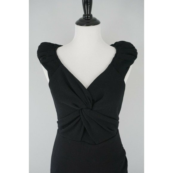 Leifsdottir Anthropologie Black V-Neck Wool Dress - Picture 3 of 4